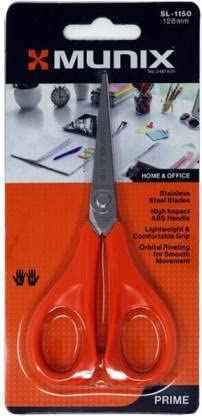 Munix SL-1173 185 mm /7.2" Stainless Steel Scissors | Pointed Tip with Shock Proof Body | Ergonomic & Soft Handles for Easy Handling | Orange, Pack of 1 - Color May Vary