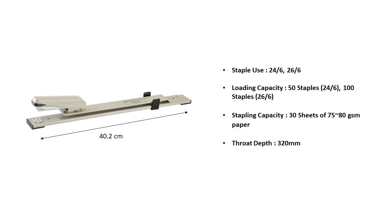 Kangaro Desk Essentials DS-45L All Metal Long Throat Stapler with High Impact Plastic Casing - First Schooling