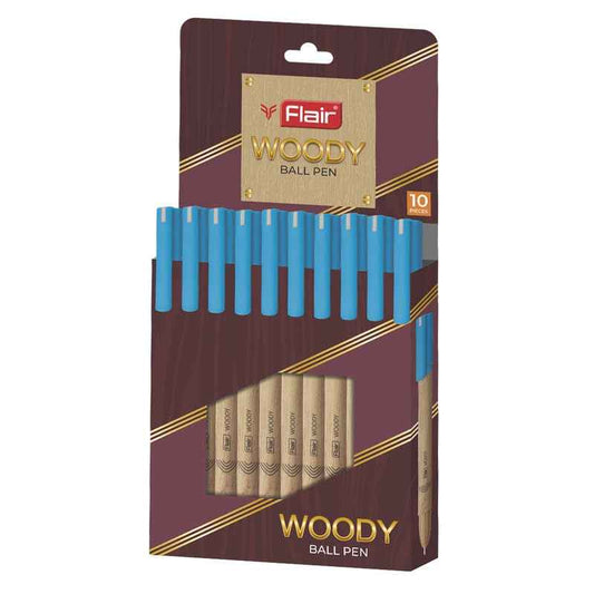 Flair Woody Ball Pen Wallet Pack | 0.7 mm Tip Size | Attractive Woody Design | Smooth Ink Flow System With Low-Viscosity Ink | Smudge Free Writing | Blue Ink