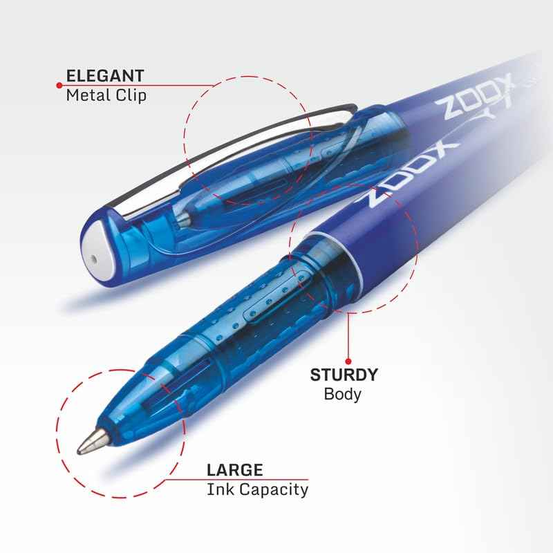 FLAIR Zoox Y7 Ball Pen - Sturdy Body, Elegant Metal Clip, Dotted Texture for Better Grip, Jumbo Refill, Blue Ink, Pack of 1
