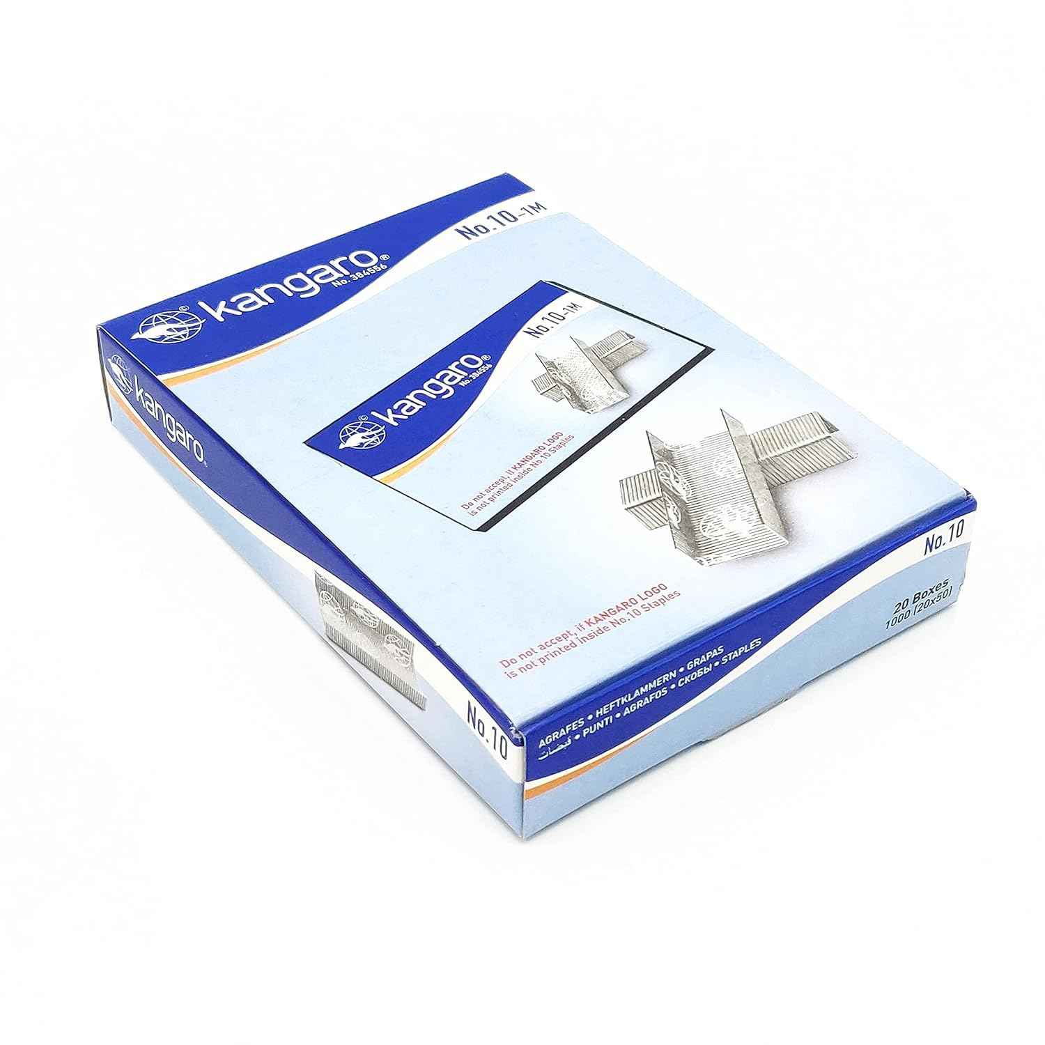 Kangaro Heavy Duty Staple Pins NO. 10-1M | 1000 Steel Wire Staples | Ideal for Office, Home & School | Pack of 20