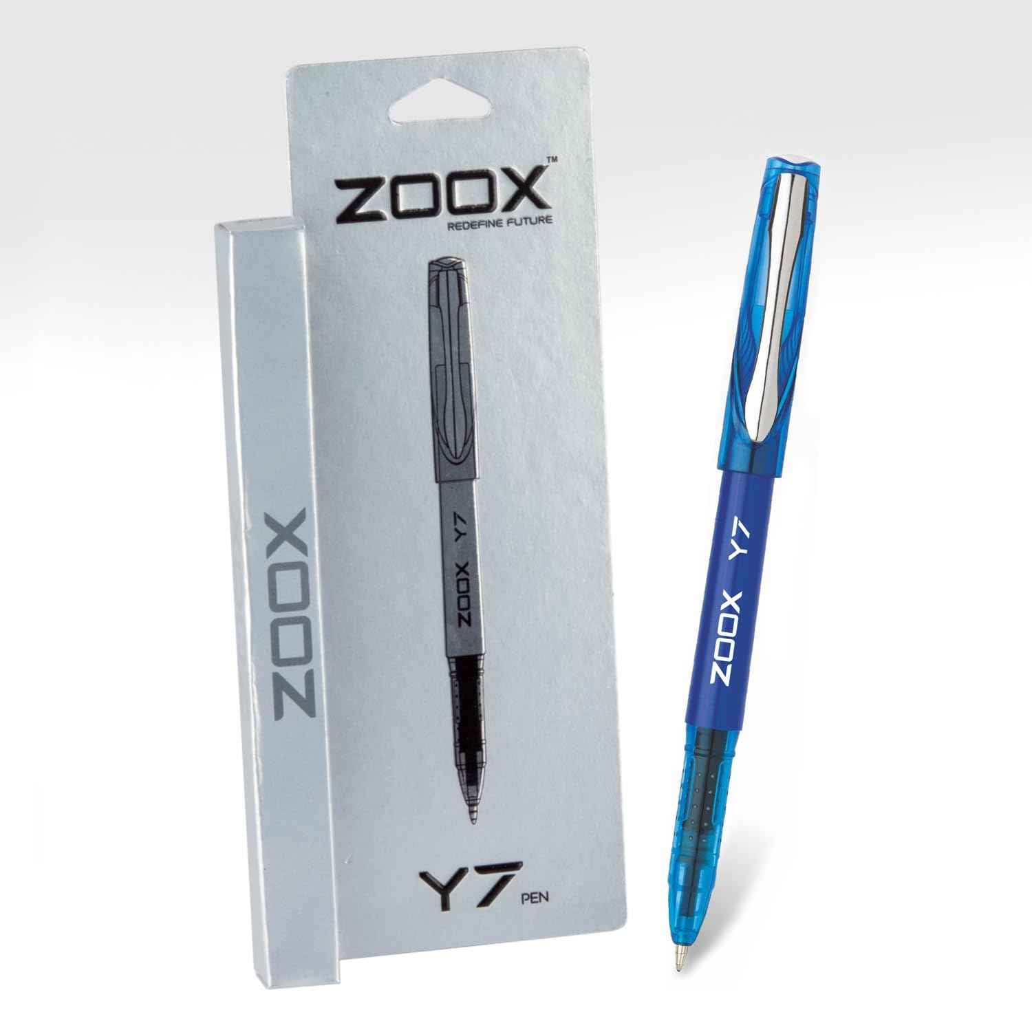 FLAIR Zoox Y7 Ball Pen - Sturdy Body, Elegant Metal Clip, Dotted Texture for Better Grip, Jumbo Refill, Blue Ink, Pack of 1