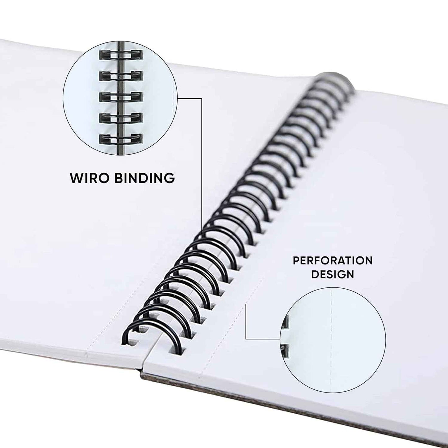 Doms Wiro Binding Notebook - 150GSM Sketch Pad, Plain, 72 Pages, 29.7 x 42 cm, Pack of 1