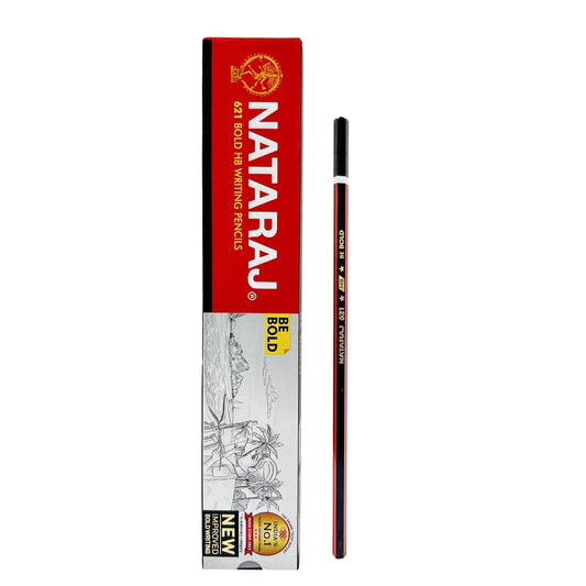 Nataraj 621 HB Pencils | Pack of 10 Pencils | One Eraser & Sharpener Inside - First Schooling