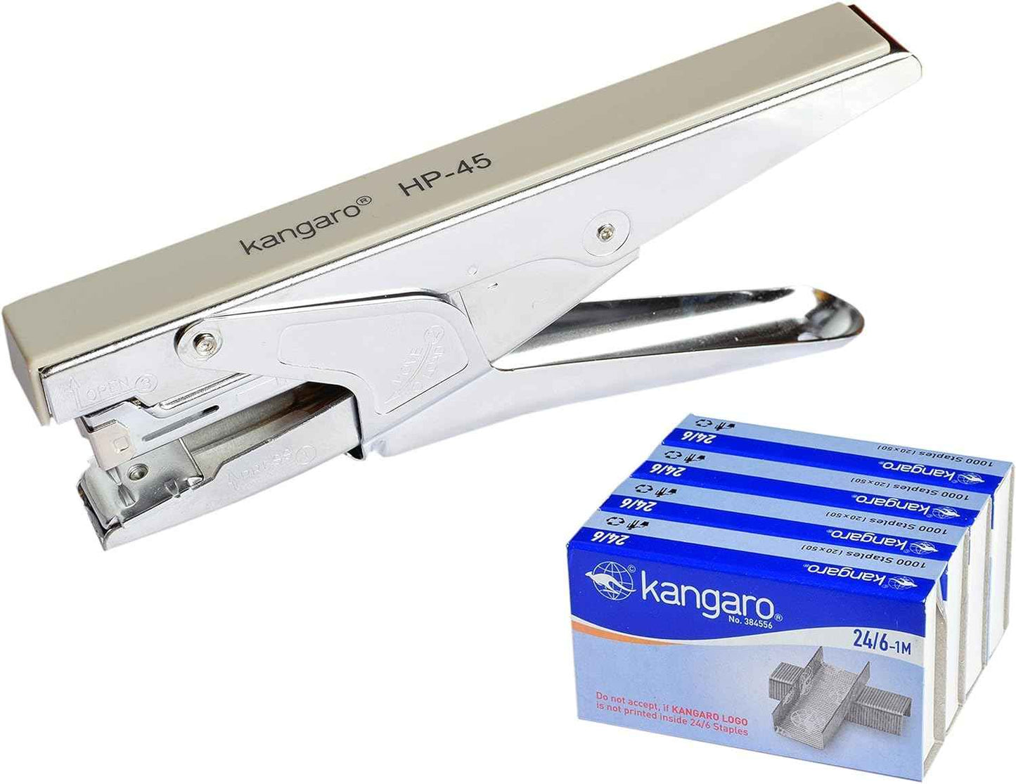 Kangaro HP-45 Stapler - Durable All Metal Design with 30 Sheet Capacity for Home, School & Office - Pack of 1