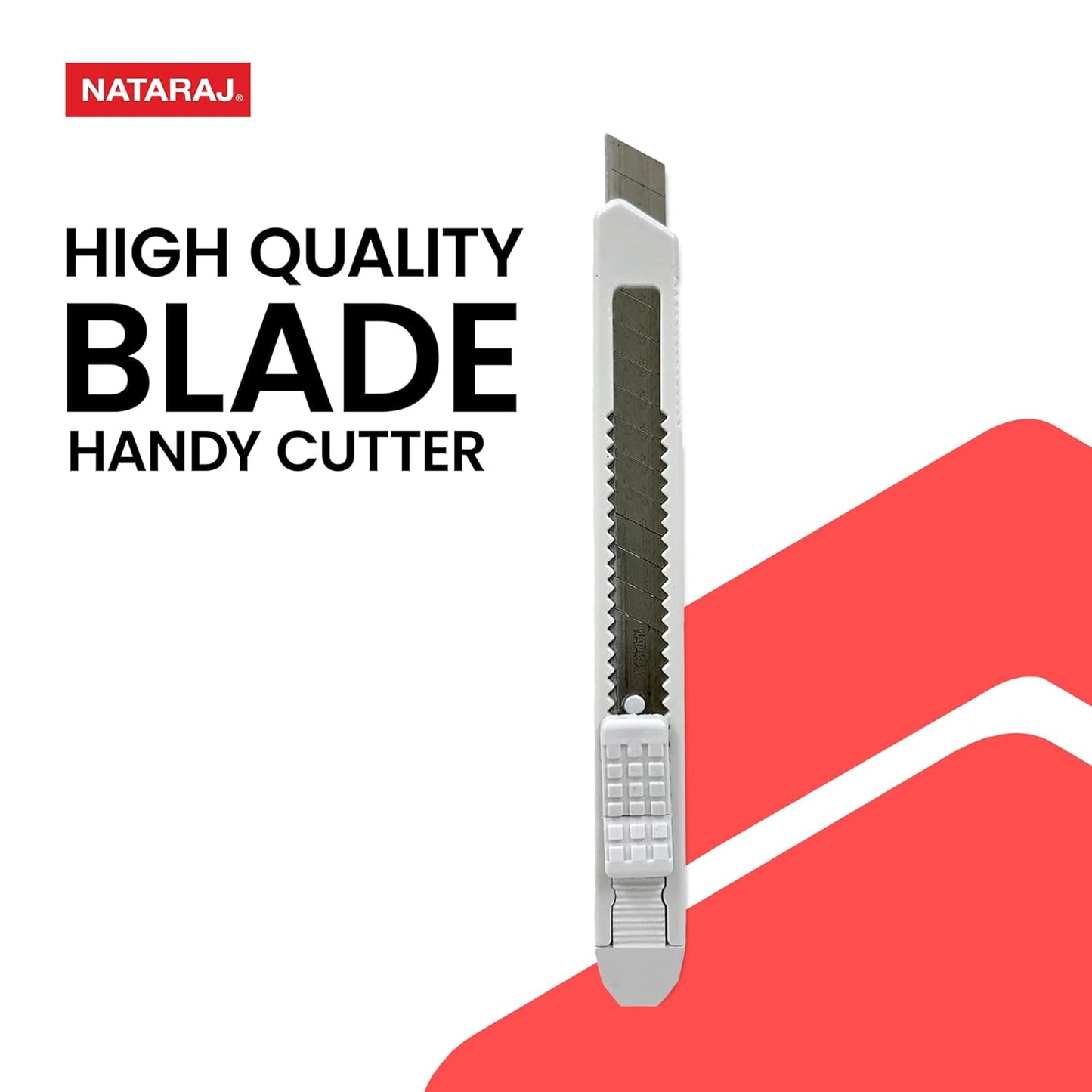 Handy Cutter, Tough Steel Construction, Anti-rust Coated Blades, Ergonomic Design, Smooth Cutting, Anti-lock Device, White (Pack of 10)