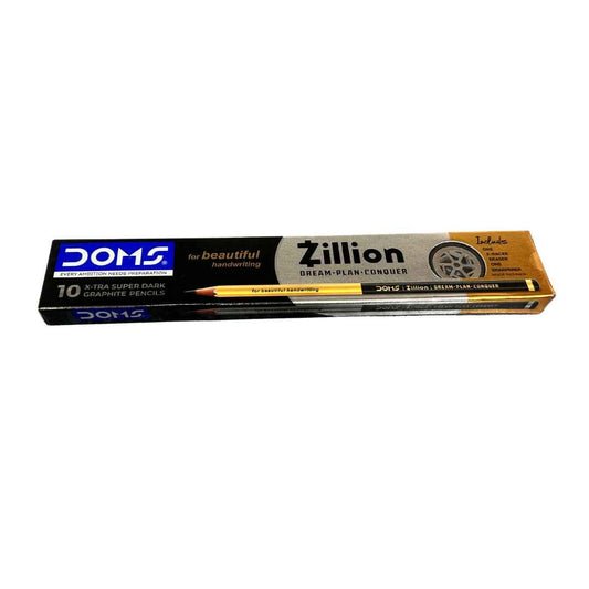 DOMS ZILLION Pencil Set of 10 Multicolor with Free E Racer Eraser & Sharpener