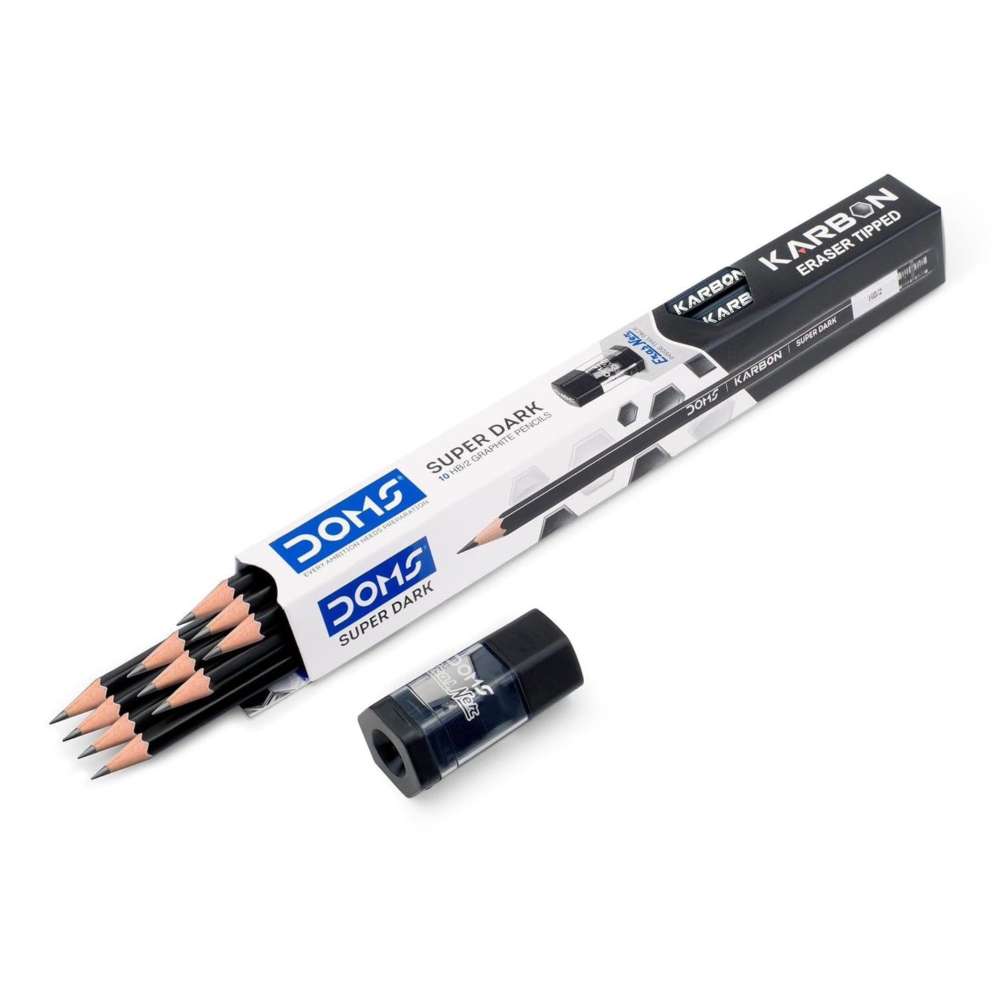 Doms Karbon R/T Super Dark Pencil Pack Of 10 With Free Eraser Inside - First Schooling
