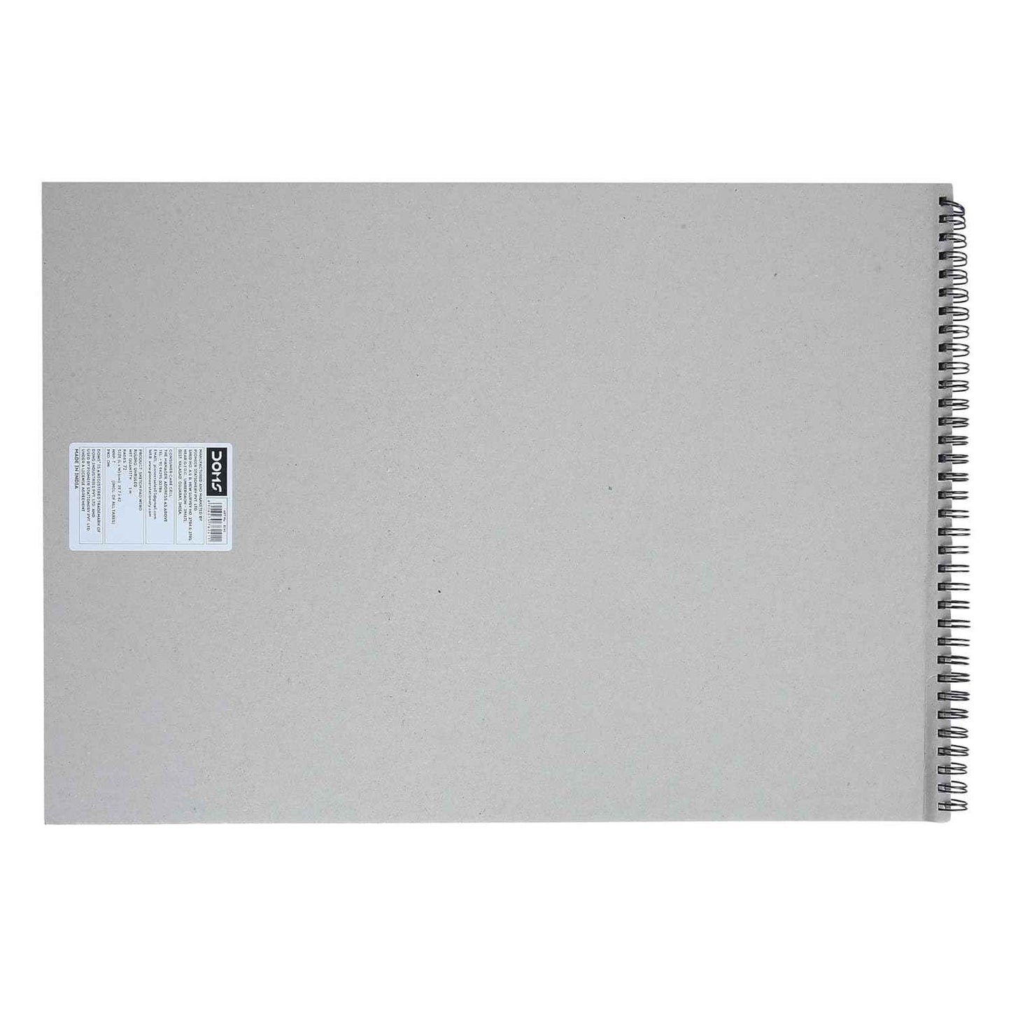 Doms Wiro Binding Notebook - 150GSM Sketch Pad, Plain, 72 Pages, 29.7 x 42 cm, Pack of 1