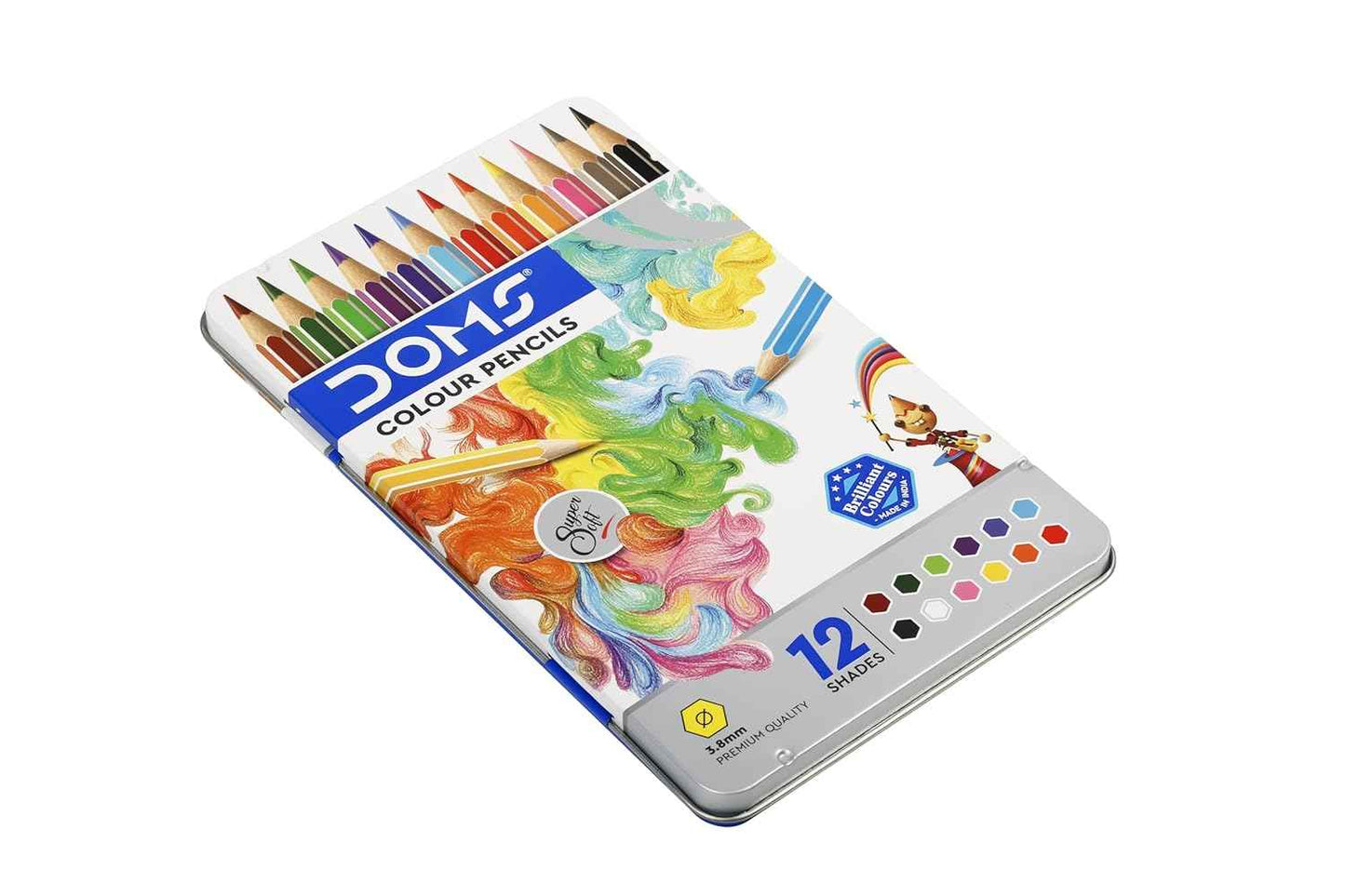 DOMS Color Pencils Flat Tin | Multicolor Set of 12 Shades