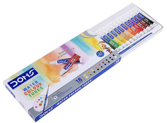 Doms Water Colour Tube - 18 Shades of Deeply Rich and Vibrant Pigment for Quick Drying Creativity