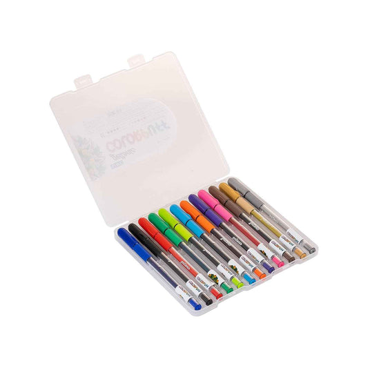 Linc Geltonic Multicolor Gel Pen Set with Hard Box Case - 12 Vibrant Inks, Pack of 1