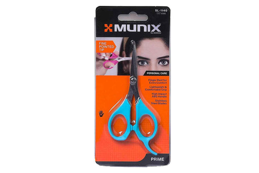 Munix SL-1140 117 mm / 4.6" Facial Hair Cutting & Trimming Scissors | Fine Pointed Tip, Shock Proof Scissors | Easy Grip | for Personal Care | Color May Vary
