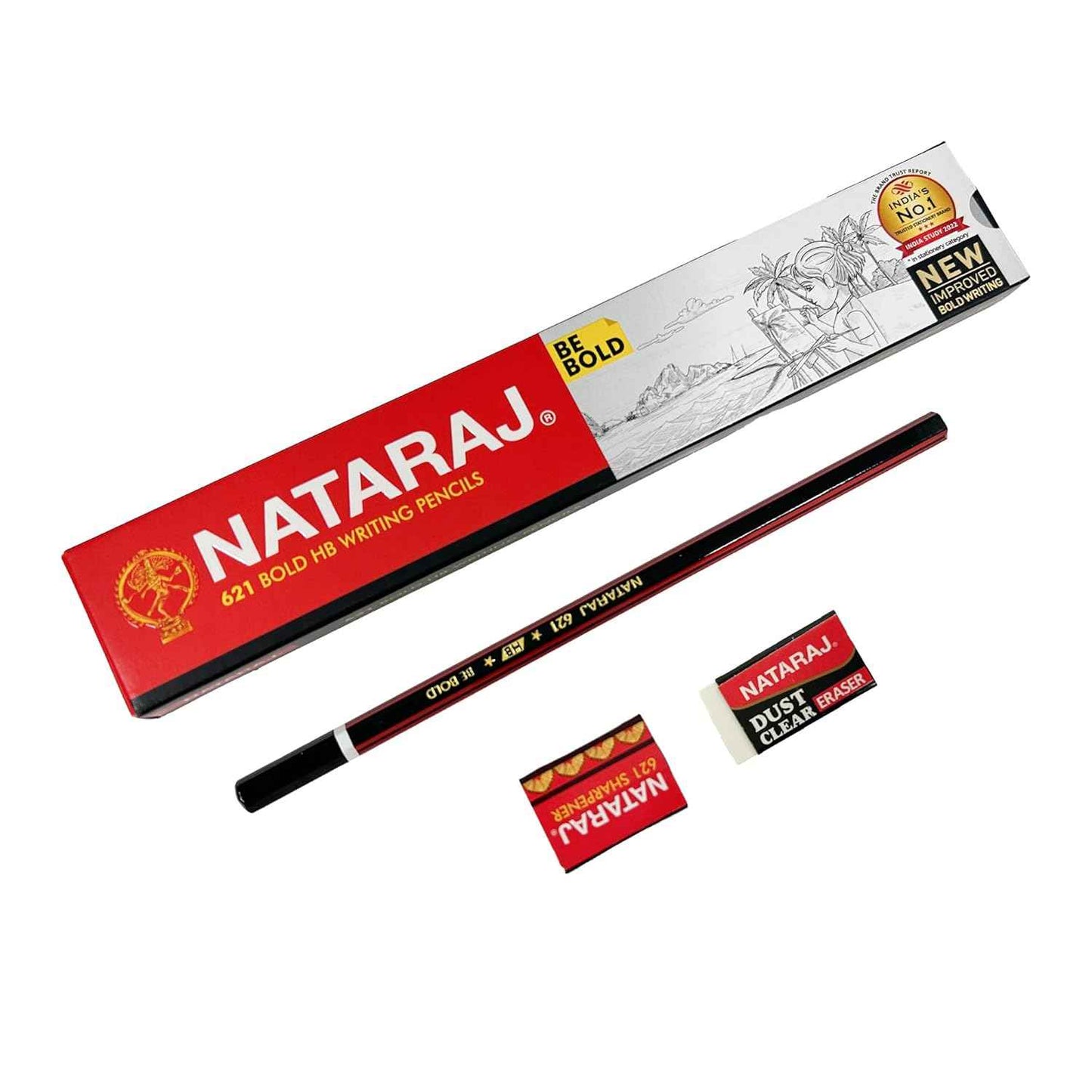 Nataraj HB Pencils Pack of 10 with Eraser & Sharpener Included