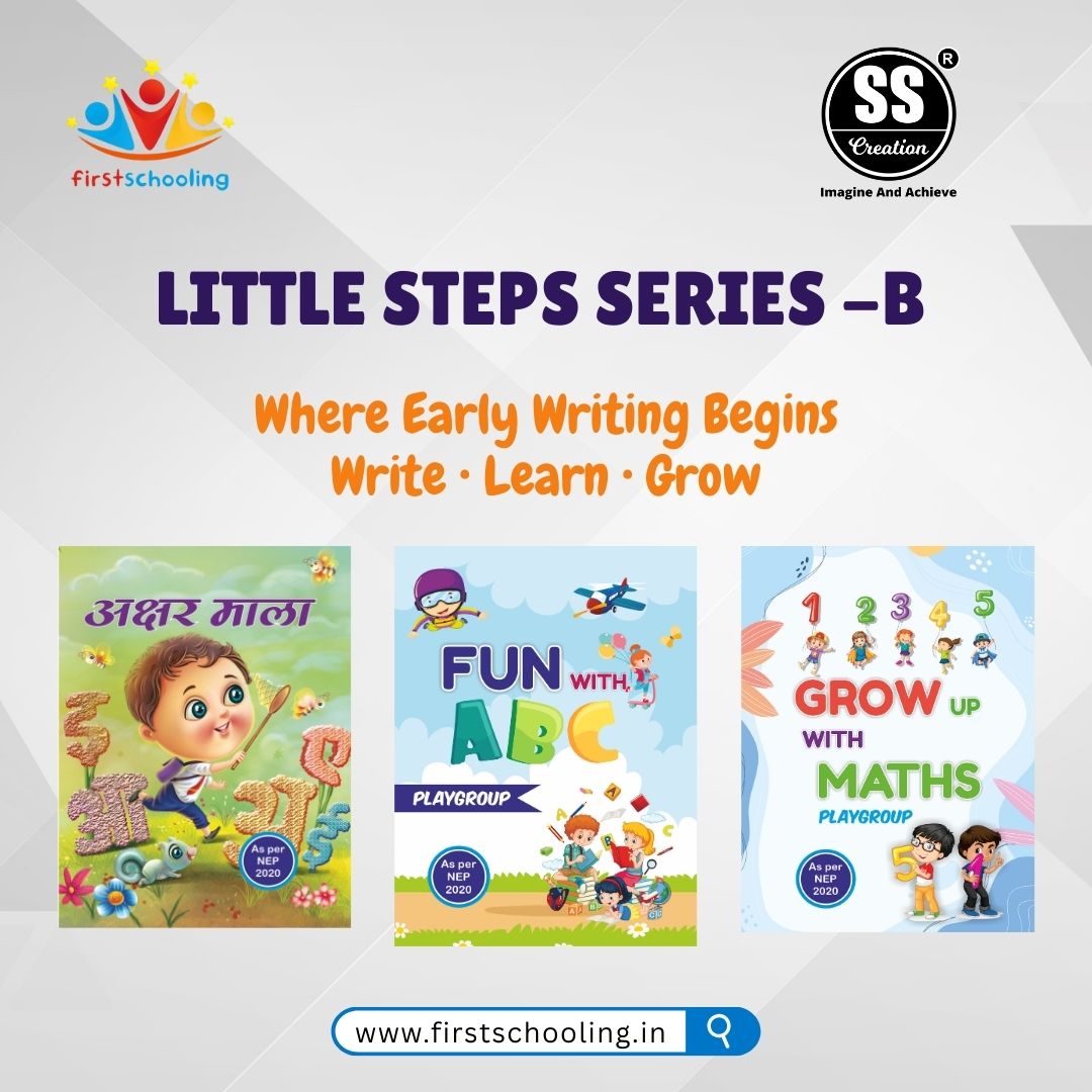 Little Steps Series - B | A Series of writing Activity Books of Hindi, English & Maths | 200 + Activities Pages | Best for the age group of 2.5 to 4 Years