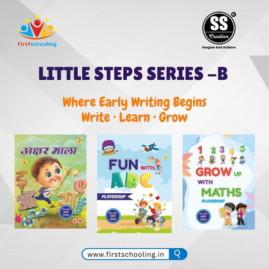Little Steps Series - B | A Series of writing Activity Books of Hindi, English & Maths | 200 + Activities Pages | Best for the age group of 2.5 to 4 Years
