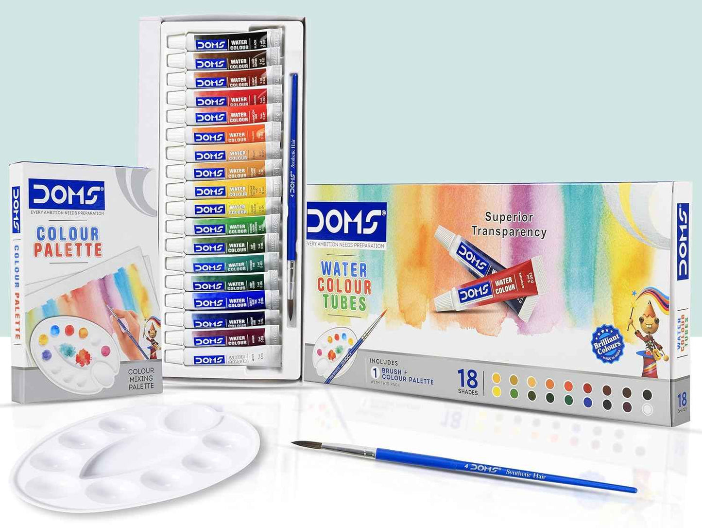 Doms Water Colour Tube - 18 Shades of Deeply Rich and Vibrant Pigment for Quick Drying Creativity