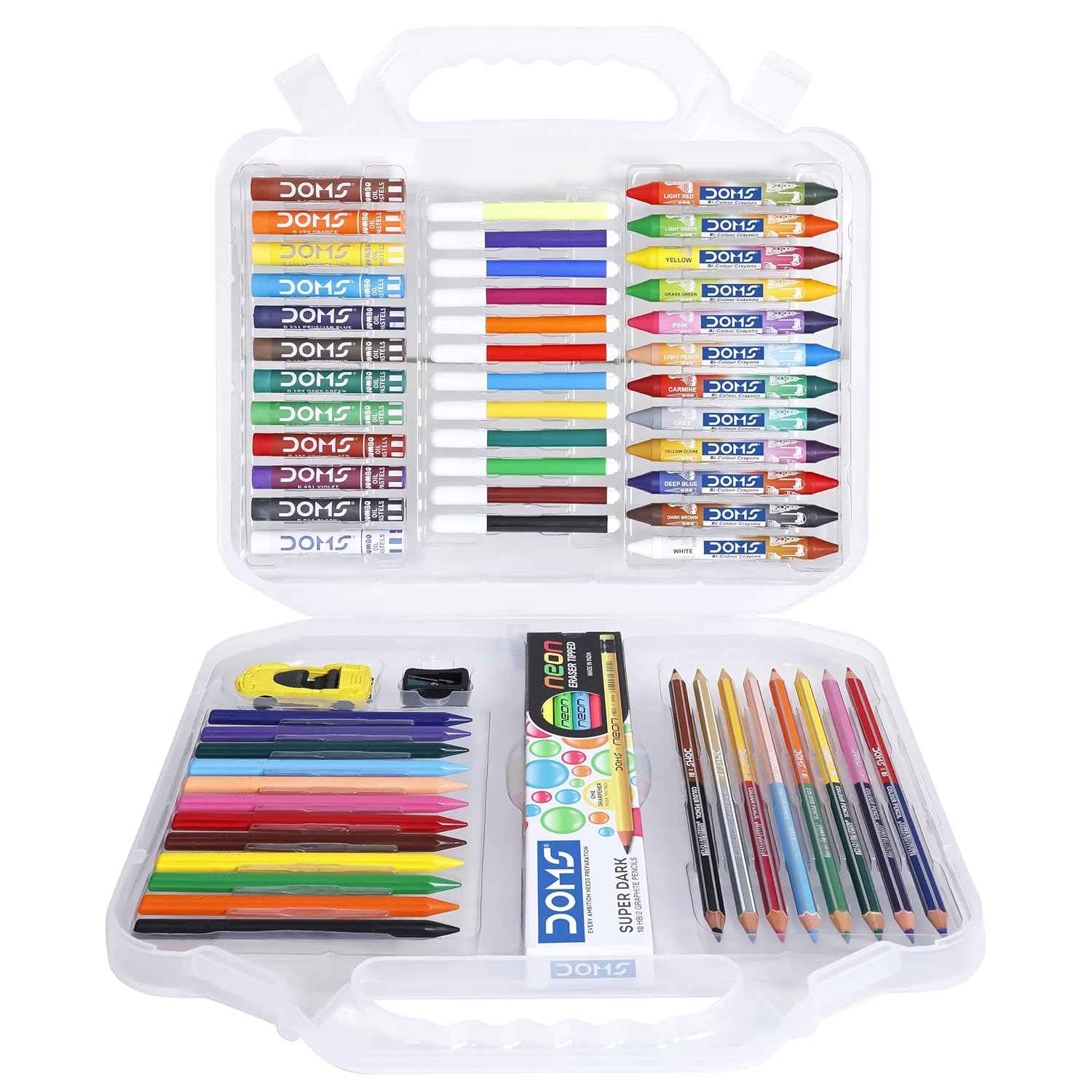 Doms Art Kit for School - Nxt Kit With Plastic Carry Case | Perfect Value Pack of 9 Essential Stationery Items for Kids