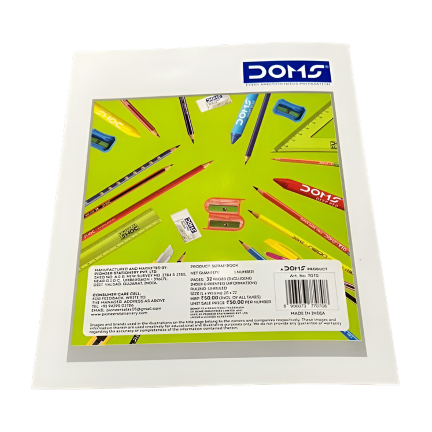 Doms Scrap Book for Kids - Soft Bound, 22cm x 28cm, 32 Pages of Plain Colourful Paper