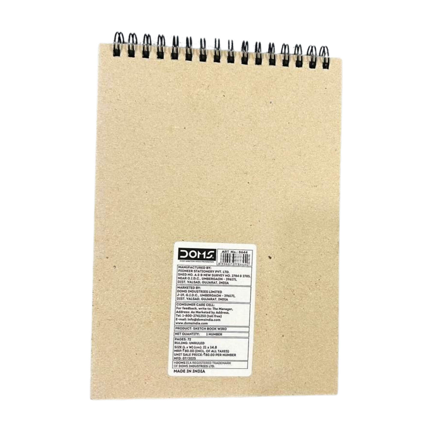 Doms A5 Sketch Book | 36 Sheets/72 Pages Wiro | Kids Colouring Book | Ideal for Drawing and Creativity