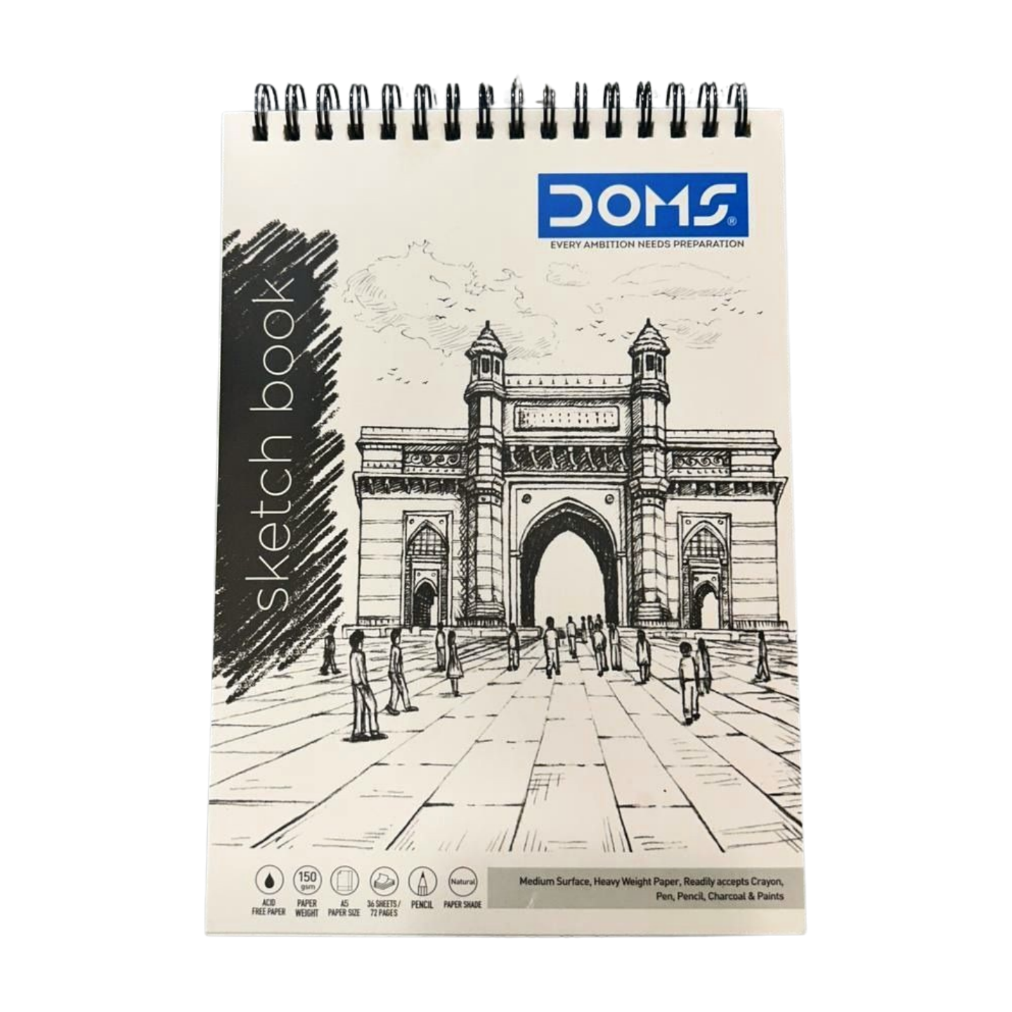 Doms A5 Sketch Book | 36 Sheets/72 Pages Wiro | Kids Colouring Book | Ideal for Drawing and Creativity